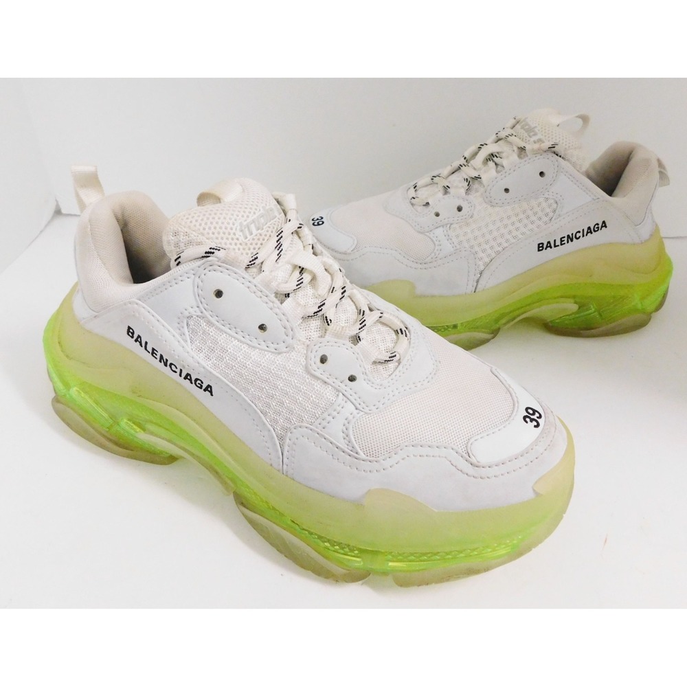 Balenciaga Triple S Apple Green Sole White Upper Sneaker AUTHENTICATED sz 39